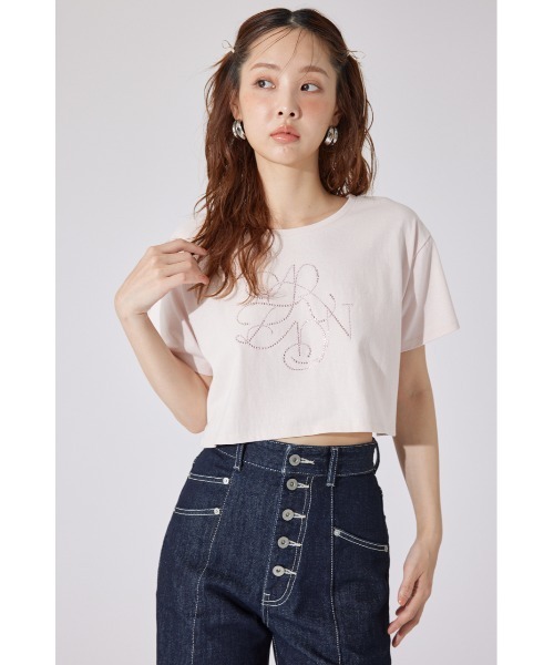 rienda（リエンダ）の「【AKB48 千葉恵里さん着用】ラインストーンロゴTシャツ 夏服 半袖（Tシャツ/カットソー・レディース・ホワイト/ブラック/ライトピンク・FREE）」の19枚目の写真