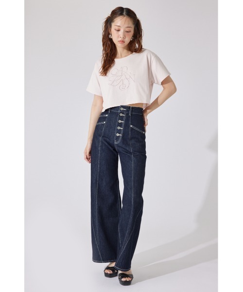 rienda（リエンダ）の「【AKB48 千葉恵里さん着用】ラインストーンロゴTシャツ 夏服 半袖（Tシャツ/カットソー・レディース・ホワイト/ブラック/ライトピンク・FREE）」の20枚目の写真