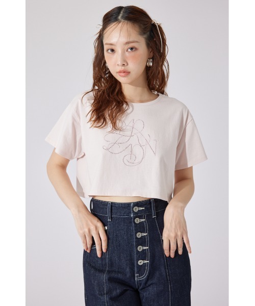 rienda（リエンダ）の「【AKB48 千葉恵里さん着用】ラインストーンロゴTシャツ 夏服 半袖（Tシャツ/カットソー・レディース・ホワイト/ブラック/ライトピンク・FREE）」の22枚目の写真