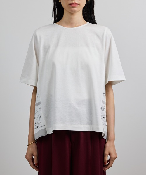 ROPE'(ロペ)の「【洗える】【YUKO SAEKI for ROPE'・コラボ】スカーフ柄プリント Aラインカットソー(Tシャツ/カットソー・レディース・オフホワイト/ブラック・FREE)」の14枚目の写真