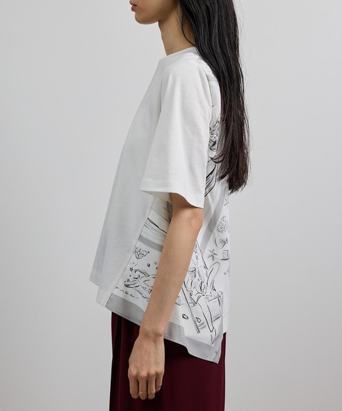 ROPE'(ロペ)の「【洗える】【YUKO SAEKI for ROPE'・コラボ】スカーフ柄プリント Aラインカットソー(Tシャツ/カットソー・レディース・オフホワイト/ブラック・FREE)」の15枚目の写真