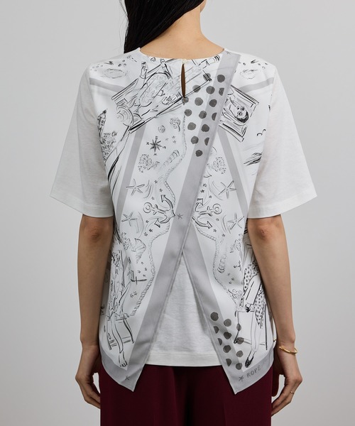ROPE'(ロペ)の「【洗える】【YUKO SAEKI for ROPE'・コラボ】スカーフ柄プリント Aラインカットソー(Tシャツ/カットソー・レディース・オフホワイト/ブラック・FREE)」の16枚目の写真