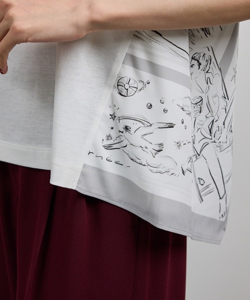 ROPE'(ロペ)の「【洗える】【YUKO SAEKI for ROPE'・コラボ】スカーフ柄プリント Aラインカットソー(Tシャツ/カットソー・レディース・オフホワイト/ブラック・FREE)」の9枚目の写真