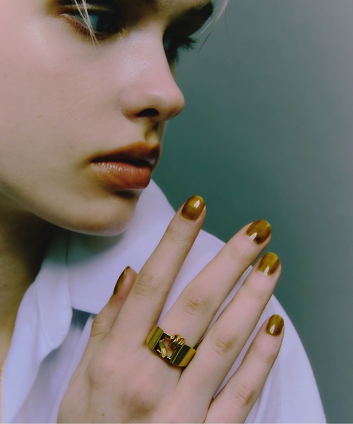 LAPUIS（ラピュイ）の「LAPUIS(ラピュイ) Coil Frame ring（リング・レディース・ゴールド/マルチ・11号/13号）」の3枚目の写真