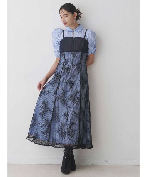 MERCURYDUO（マーキュリーデュオ）の「ダブルカラービスチェドッキングパワショルシャツワンピース（ワンピース・レディース・ブラウン/ベージュ/ライトブルー・SMALL/MEDIUM）」の13枚目の写真