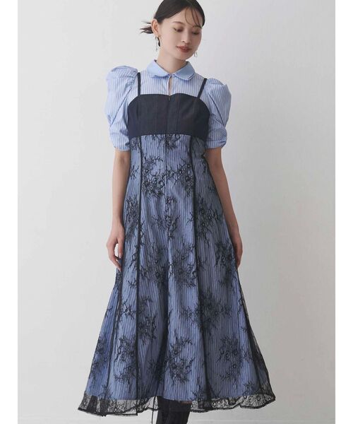 MERCURYDUO（マーキュリーデュオ）の「ダブルカラービスチェドッキングパワショルシャツワンピース（ワンピース・レディース・ブラウン/ベージュ/ライトブルー・SMALL/MEDIUM）」の14枚目の写真