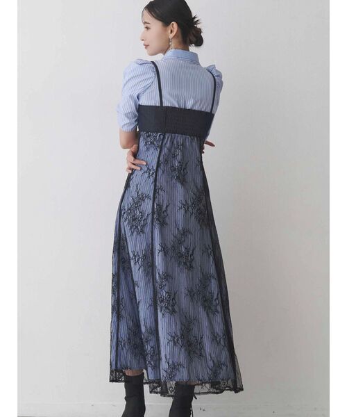 MERCURYDUO（マーキュリーデュオ）の「ダブルカラービスチェドッキングパワショルシャツワンピース（ワンピース・レディース・ブラウン/ベージュ/ライトブルー・SMALL/MEDIUM）」の15枚目の写真