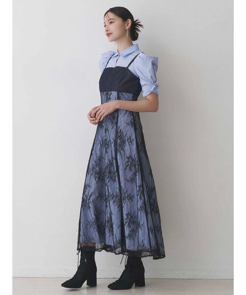 MERCURYDUO（マーキュリーデュオ）の「ダブルカラービスチェドッキングパワショルシャツワンピース（ワンピース・レディース・ブラウン/ベージュ/ライトブルー・SMALL/MEDIUM）」の16枚目の写真