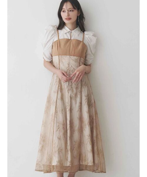 MERCURYDUO（マーキュリーデュオ）の「ダブルカラービスチェドッキングパワショルシャツワンピース（ワンピース・レディース・ブラウン/ベージュ/ライトブルー・SMALL/MEDIUM）」の20枚目の写真