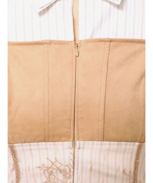 セール】ダブルカラービスチェドッキングパワショルシャツワンピース