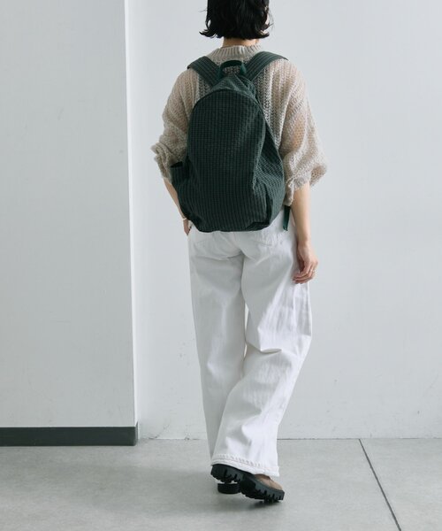 ear PAPILLONNER(イアパピヨネ)の「ファブリックリュック(バックパック/リュック・レディース・アイボリー/ブラック/ダークグリーン・FREE)」の1枚目の写真