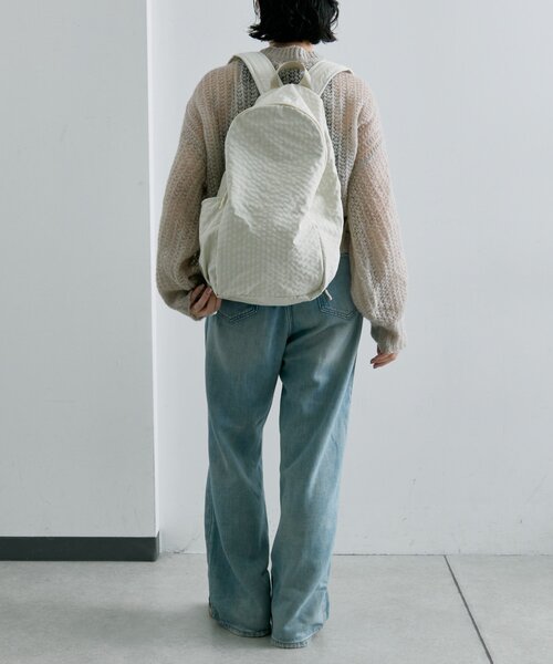 ear PAPILLONNER(イアパピヨネ)の「ファブリックリュック(バックパック/リュック・レディース・アイボリー/ブラック/ダークグリーン・FREE)」の10枚目の写真