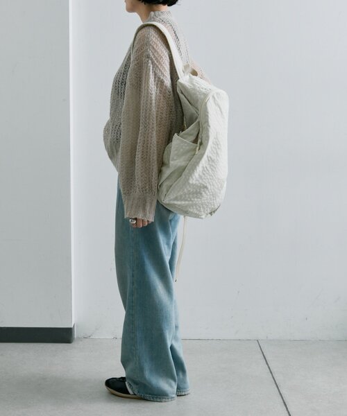 ear PAPILLONNER(イアパピヨネ)の「ファブリックリュック(バックパック/リュック・レディース・アイボリー/ブラック/ダークグリーン・FREE)」の12枚目の写真