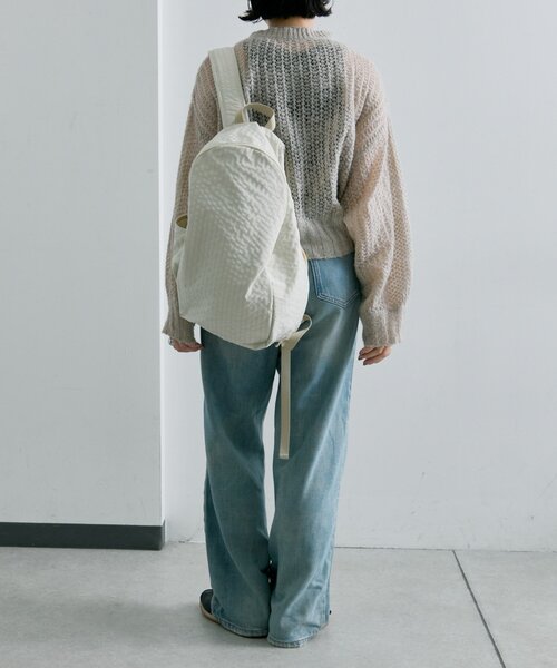 ear PAPILLONNER(イアパピヨネ)の「ファブリックリュック(バックパック/リュック・レディース・アイボリー/ブラック/ダークグリーン・FREE)」の13枚目の写真