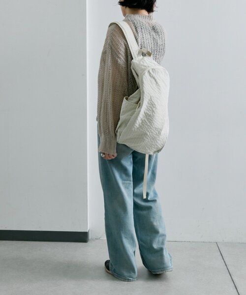 ear PAPILLONNER(イアパピヨネ)の「ファブリックリュック(バックパック/リュック・レディース・アイボリー/ブラック/ダークグリーン・FREE)」の14枚目の写真