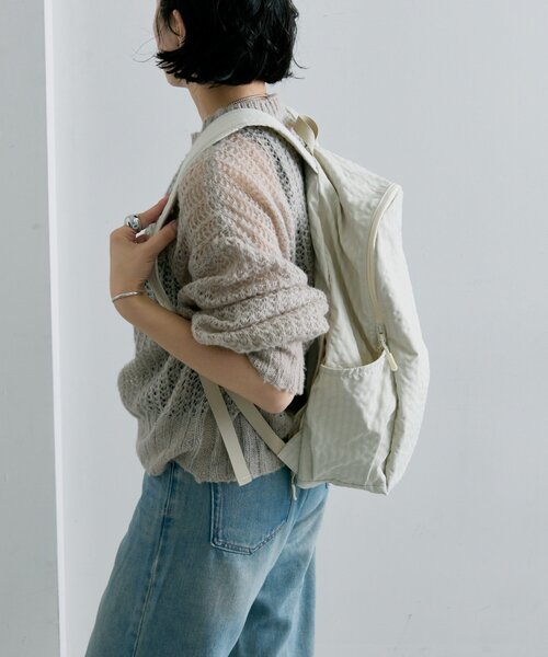 ear PAPILLONNER(イアパピヨネ)の「ファブリックリュック(バックパック/リュック・レディース・アイボリー/ブラック/ダークグリーン・FREE)」の16枚目の写真