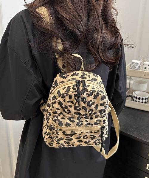ヒョウ柄 レオパード コーデュロイ ミニリュック cula1238（バック
