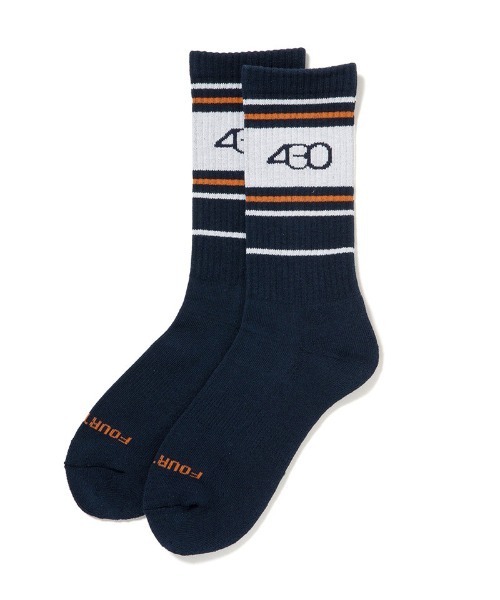 430(フォーサーティ)の「mko13059-CM MULTI LINE LONG SOX ロングソックス(25-177)(ソックス/靴下・メンズ・ブラック/ネイビー/ホワイト・FREE)」の3枚目の写真