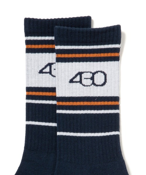 430(フォーサーティ)の「mko13059-CM MULTI LINE LONG SOX ロングソックス(25-177)(ソックス/靴下・メンズ・ブラック/ネイビー/ホワイト・FREE)」の4枚目の写真