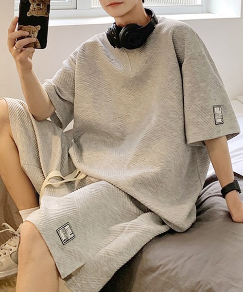 セール】【SETUP7】ワッフル生地サマーセットアップ ワッフルTシャツ