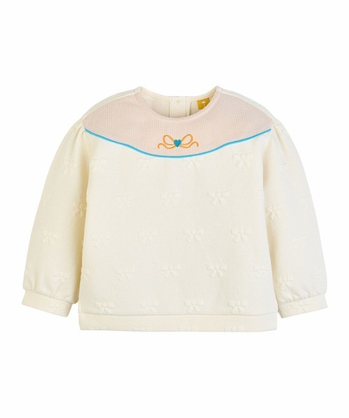 moimoln（モイモルン）の「ジャネットリボンジャカード長袖トップス（スウェット・キッズ・クリーム・110cm/100cm/90cm）」の2枚目の写真