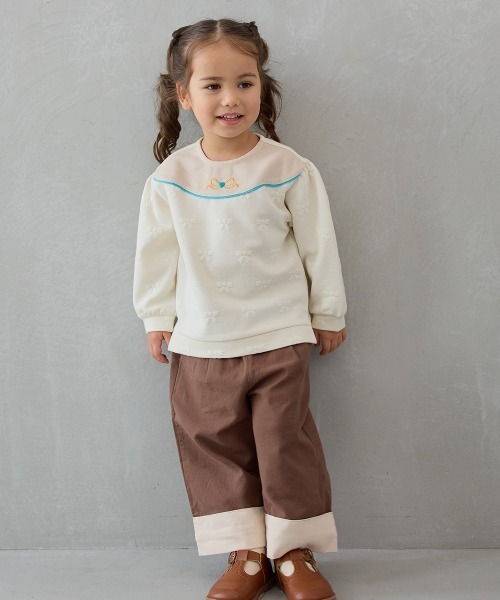 moimoln（モイモルン）の「ジャネットリボンジャカード長袖トップス（スウェット・キッズ・クリーム・110cm/100cm/90cm）」の11枚目の写真