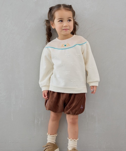moimoln（モイモルン）の「ジャネットリボンジャカード長袖トップス（スウェット・キッズ・クリーム・110cm/100cm/90cm）」の12枚目の写真
