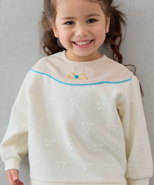 moimoln（モイモルン）の「ジャネットリボンジャカード長袖トップス（スウェット・キッズ・クリーム・110cm/100cm/90cm）」の10枚目の写真