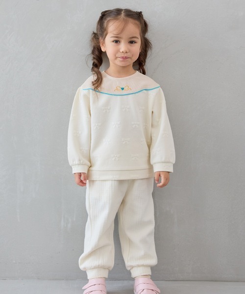 moimoln（モイモルン）の「ジャネットリボンジャカード長袖トップス（スウェット・キッズ・クリーム・110cm/100cm/90cm）」の14枚目の写真