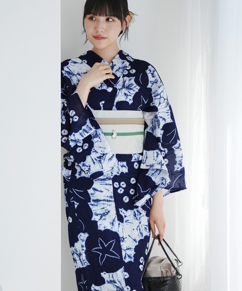 京鹿の子絞り浴衣3点セット utatane 極み あじさい・朝顔 伝統工芸士