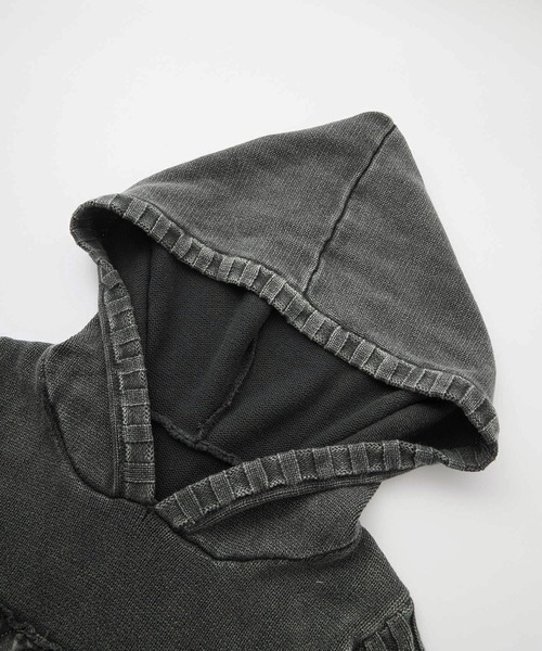 X-girl(エックスガール)の「FADED WOVEN MIX KNIT HOODIE(パーカー・レディース・ブラック/オリーブ/ブラウン・ONE SIZE)」の6枚目の写真