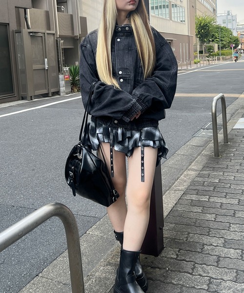 Figments（フィグメンツ）の「80'Sライクデニムバイカーブルゾン（ブルゾン・レディース・ブラック・FREE）」の4枚目の写真