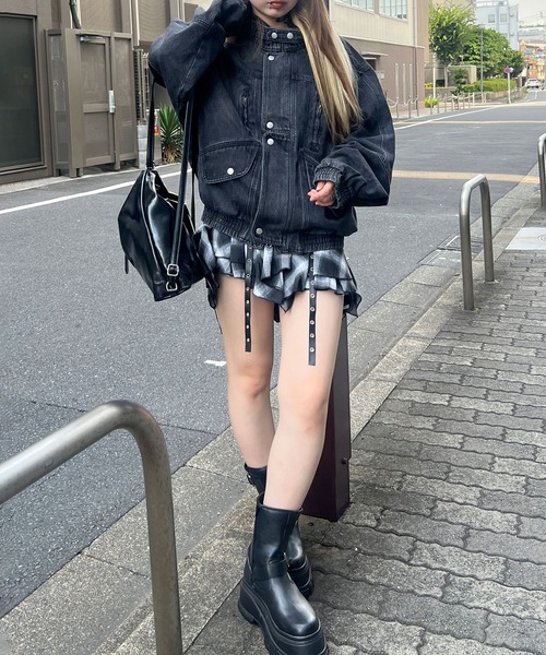 Figments（フィグメンツ）の「80'Sライクデニムバイカーブルゾン（ブルゾン・レディース・ブラック・FREE）」の14枚目の写真