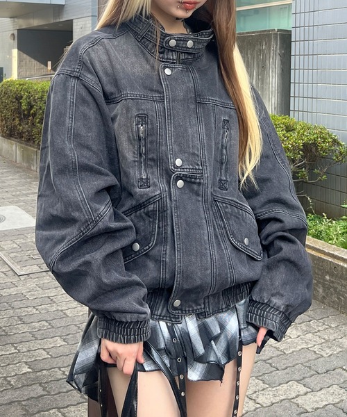 Figments（フィグメンツ）の「80'Sライクデニムバイカーブルゾン（ブルゾン・レディース・ブラック・FREE）」の11枚目の写真
