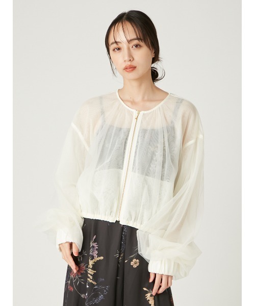 FRAY I.D(フレイアイディー)の「シアーボリュームブルゾン(ブルゾン・レディース・オフホワイト/ブラック・0/1)」の3枚目の写真