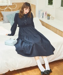 新品✨ワンピ♡レトロ感夏のクラシックシンプルワンピース ゴールドボタンクラシカルワンピース br16-1 – Q'e