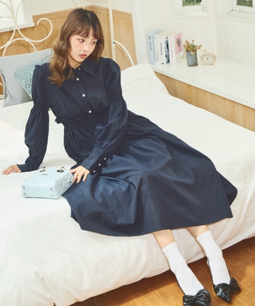 ララーナ レトロクラシックポロワンピース ネイビー Retro Classical Long Dress / レトロクラシカルロング