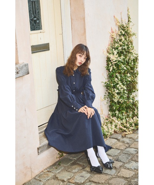 ララーナ レトロクラシックポロワンピース ネイビー ララーナ レトロクラシックポロワンピース ネイビー Lallana