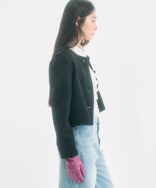 FEKETE(フェケテ)の「cropped tweed jacket / クロップドツイードジャケット(ノーカラージャケット・レディース・アイボリー/ブラック・LARGE/MEDIUM/SMALL)」の14枚目の写真