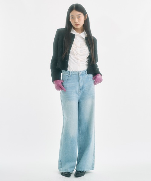 FEKETE(フェケテ)の「cropped tweed jacket / クロップドツイードジャケット(ノーカラージャケット・レディース・アイボリー/ブラック・LARGE/MEDIUM/SMALL)」の19枚目の写真