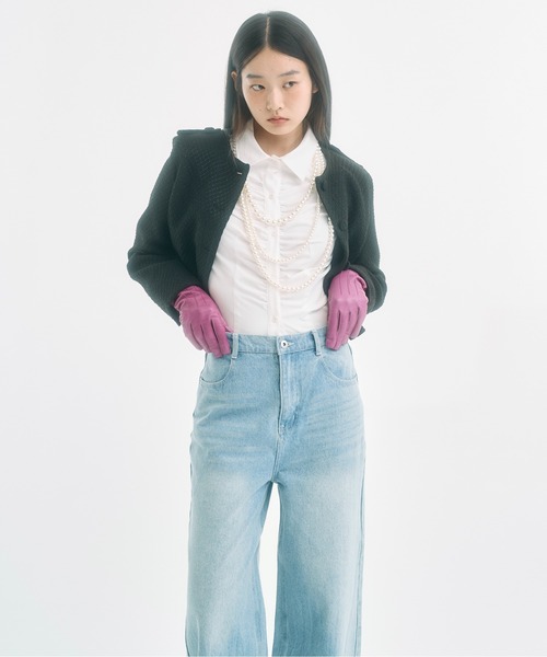 FEKETE(フェケテ)の「cropped tweed jacket / クロップドツイードジャケット(ノーカラージャケット・レディース・アイボリー/ブラック・LARGE/MEDIUM/SMALL)」の13枚目の写真