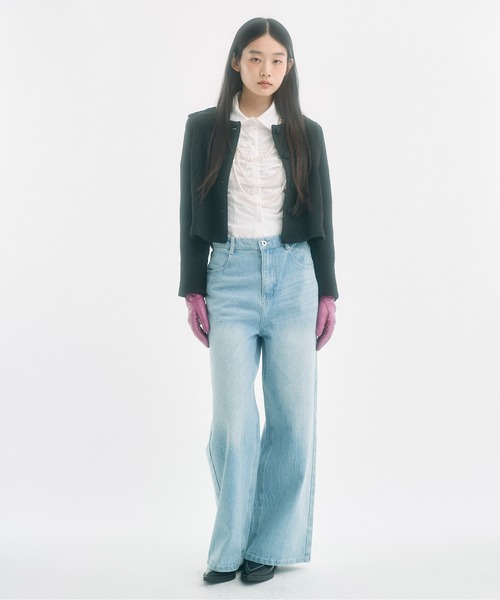 FEKETE(フェケテ)の「cropped tweed jacket / クロップドツイードジャケット(ノーカラージャケット・レディース・アイボリー/ブラック・LARGE/MEDIUM/SMALL)」の16枚目の写真