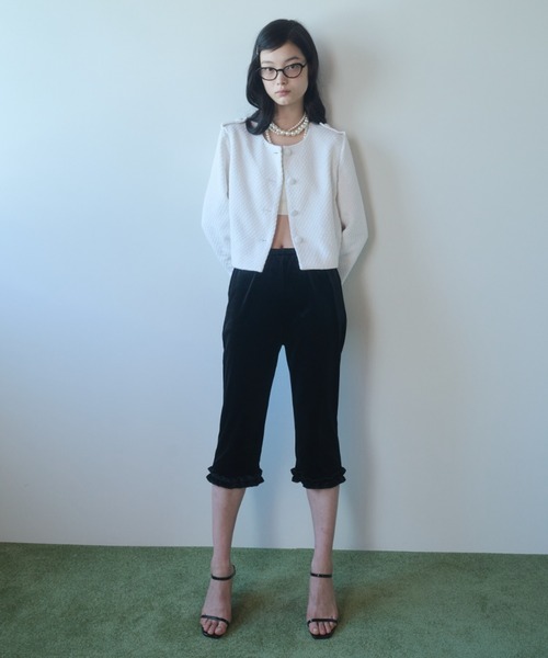 FEKETE(フェケテ)の「cropped tweed jacket / クロップドツイードジャケット(ノーカラージャケット・レディース・アイボリー/ブラック・LARGE/MEDIUM/SMALL)」の20枚目の写真