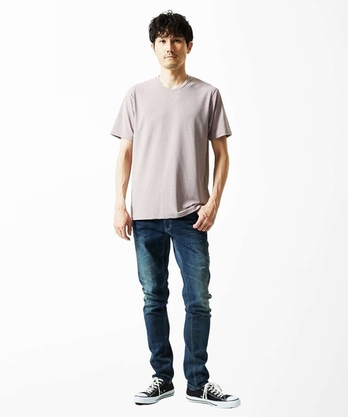 MK MICHEL KLEIN HOMME （エムケーミッシェルクランオム）の「【接触冷感】ティサ―ジュジャガードカットソー（Tシャツ/カットソー・メンズ・ライラック/ライトグレー/チャコールグレー・48/46/51）」の12枚目の写真