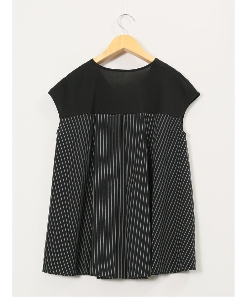 m.f.editorial(エムエフエディトリアル)の「【ストレッチ 布帛切替】m.f.エディトリアル レディース バックフレア 半袖プルオーバー(Tシャツ/カットソー・レディース・ブラウン/パープル/ホワイト/ブラック・FREE)」の7枚目の写真