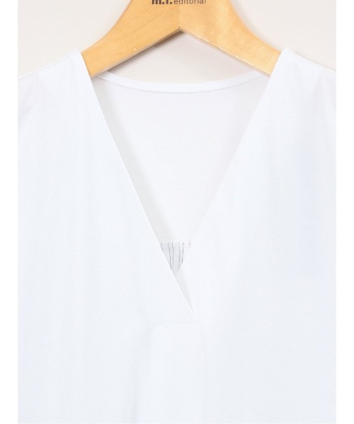 m.f.editorial(エムエフエディトリアル)の「【ストレッチ 布帛切替】m.f.エディトリアル レディース バックフレア 半袖プルオーバー(Tシャツ/カットソー・レディース・ブラウン/パープル/ホワイト/ブラック・FREE)」の15枚目の写真