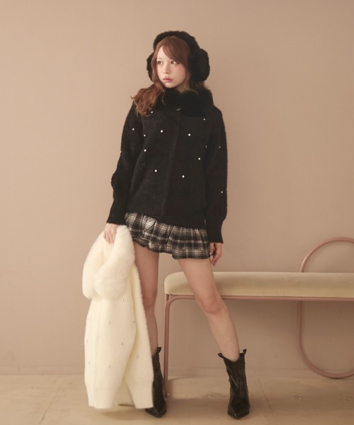 ビジュー付きファージャケット（ブルゾン）｜TITTY&CO.（ティティー