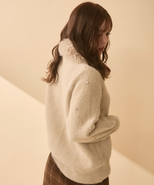 セール】ビジュー付きファージャケット（ブルゾン）｜TITTY&CO.（ティ