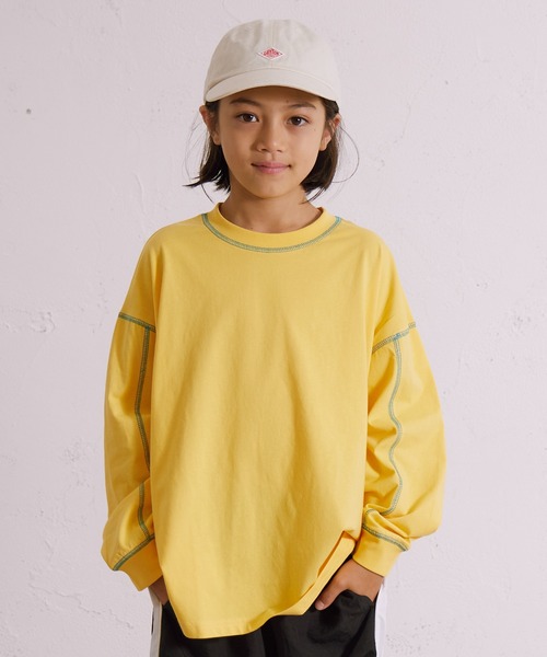 PAIRMANON STREET(ペアマノンストリート)の「【綿100%】配色ステッチ 長袖 Tシャツ【PAIRMANON STREET】(Tシャツ/カットソー・キッズ・ブラック/ミント/イエロー/アイボリー/ホワイト/ライトブルー・90/160/150/140/130/120/110/100)」の6枚目の写真