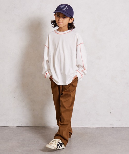 PAIRMANON STREET(ペアマノンストリート)の「【綿100%】配色ステッチ 長袖 Tシャツ【PAIRMANON STREET】(Tシャツ/カットソー・キッズ・ブラック/ミント/イエロー/アイボリー/ホワイト/ライトブルー・90/160/150/140/130/120/110/100)」の20枚目の写真